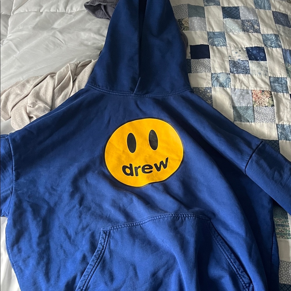 Drew House Blue Hoodie with Yellow Logo (willing to negotiate on price!)